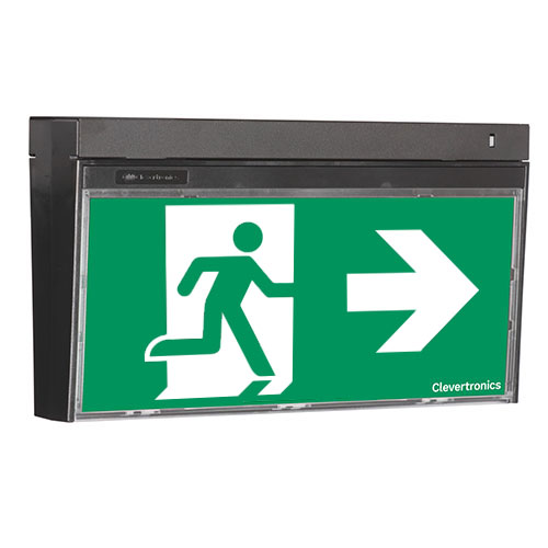 Cleverfit Pro Exit, Surface Mount, CLP, Clevertest Plus, All Pictograms, Single or Double Sided, Black